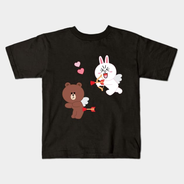 Brown & Cony Valentine Kids T-Shirt by FinelyTooned